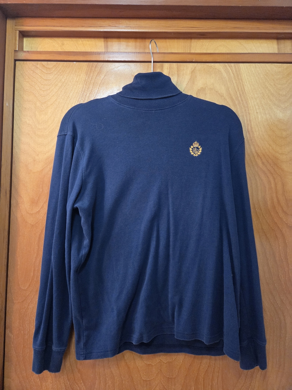 Ralph Lauren Navy Turtleneck Sweater with Gold Crest